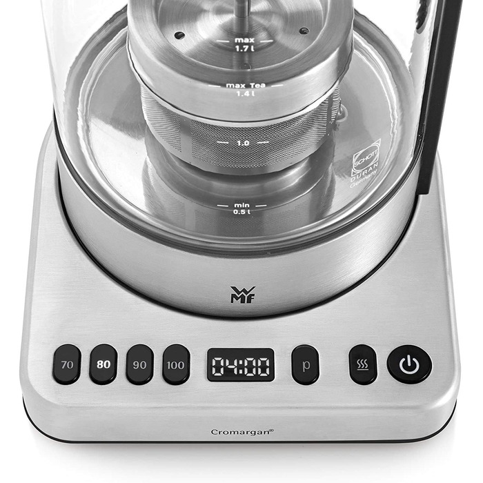 Електричний чайник WMF Lono Silk 1.6 л з нержавіючої сталі, з фільтром від накипу, бездротовий, з поворотним підставою, антифнгер, відкривання однією рукою, зовнішній індикатор рівня води (1.4л - 1.7л)