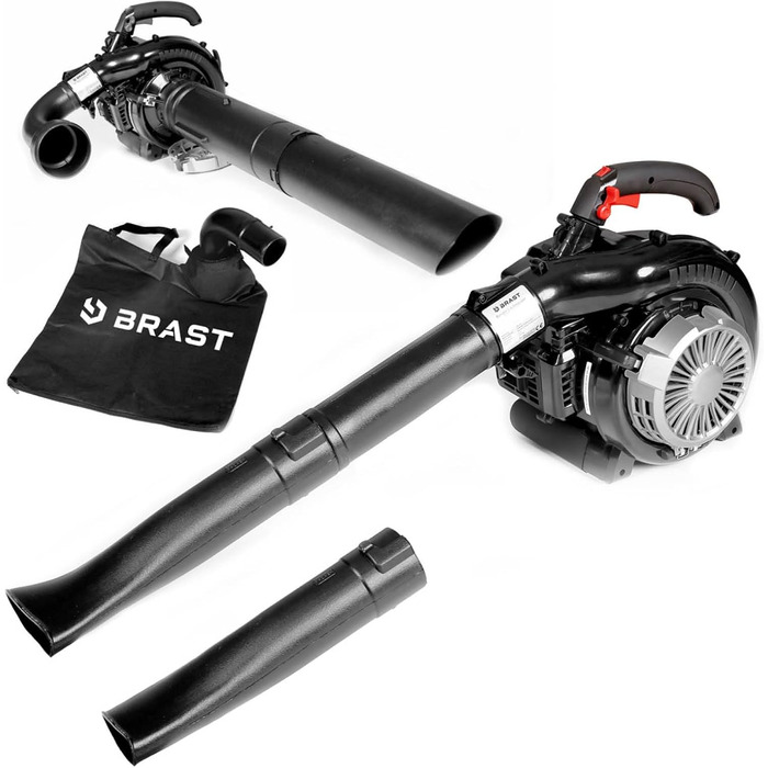 Бензиновий збирач листя BRST® Laubsauger Laubbläser 1,0kW (1,36PS) з мішком 55L, 2 насадки, ремінь та антивібраційний руків'я | 4в1 | Швидкість потоку 73 м/с
