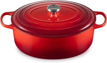 Le Creuset Signature Bräter aus Gusseisen mit Deckel, 35 см, овальний, 8,9 л, Kirschrot