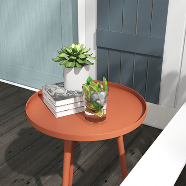 Outsunny Side Table Garden, Атмосферостійкий садовий стіл з піднятим краєм, Сталевий балконний стіл, Круглий журнальний столик 20 кг з навантаженням, Ø40x50H см, Диванний столик для відкритого внутрішнього балкона Тераса Red