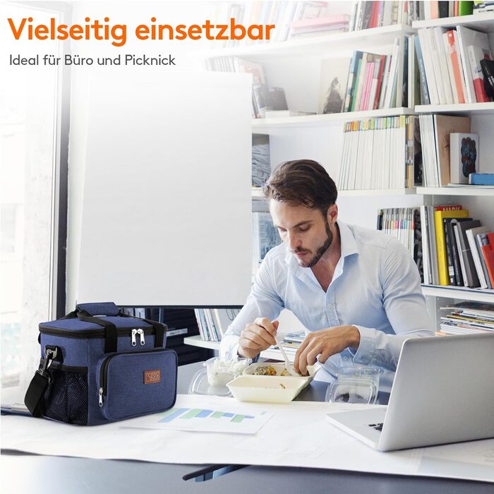 Термосумка-холодильник Lifewit 15л, сіра: сумка-холодильник для пікніка, пляжу, роботи, подорожей. Ізольована, складана, водонепроникна сумка для обіду, напоїв