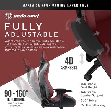 Крісло ігрове Anda Seat Kaiser 2 XL Leder – ергономічне, з підлокітниками 4D, підголовником та поперековою підтримкою (каштанове)