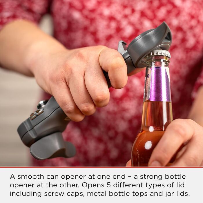 Відкривачка KUHN RIKON Auto Safety Master: безпечне відкривання банок та пляшок, сірий колір, без гострих країв