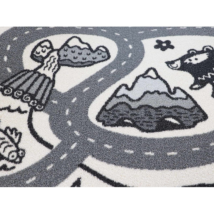 Дорожній килимок в стилі ретро 140x200 см, сіро-чорно-білий, простий у догляді, підходить для підлоги з підігрівом, ігровий килимок, простий автомобільний дитячий килимок для дівчаток і хлопчиків (100x150 см, лісові дороги)