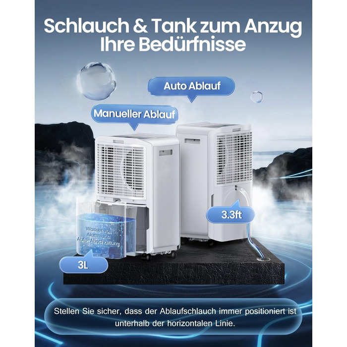 Електричний осушувач повітря 20л/день з цифровим дисплеєм, таймером та підключенням до каналізації. Для дому, підвалу та вітальні.