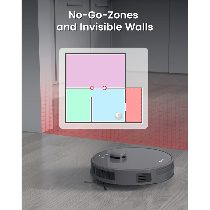 Робот-пилосос LEFANT M1B з функцією миття, лазерною навігацією ToF, уникненням перешкод, керуванням через додаток та Alexa, антизаплутуванням для шерсті тварин та килимів, білий