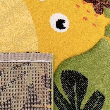 Дитячий килимок для дитячої кімнати Paco Home з коротким ворсом у вигляді тварин і джунглів, розмір колір (133 см в квадраті, зелений 5)