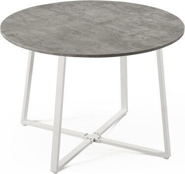 Стіл обідній DUBI Möbel NOA, круглий 110x110 см, для кухні/їдальні, індустріальний дизайн, колір бетону