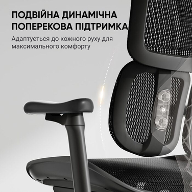 Ергономічне офісне крісло SIHOO Doro S100 black з підлокітниками 6D та підтримкою попереку