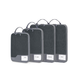 Набір компресійних органайзерів для подорожей ECOHUB, 4 шт., сірі пакувальні куби з маркуванням та сіткою для валізи та рюкзака