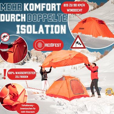 Намет GOALPINE® Expedition I 2-місний помаранчевий: ультралегкий, водонепроникний (4000 мм) для туризму, альпінізму та велопоходів, 3-4 сезони, швидке встановлення