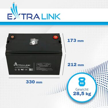 Акумулятор EXTRALINK 12V 100Ah AGM VLRA Гелевий для авто, човнів, кемперів, сонячних батарей