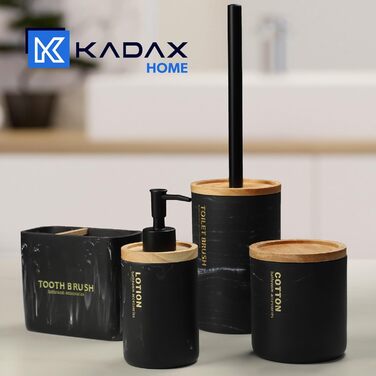 Дозатор ватних дисків KADAX, коробка для зберігання 9,8x11 см, бамбукова кришка, для зберігання ватних дисків, аксесуари для ванної кімнати (чорний)