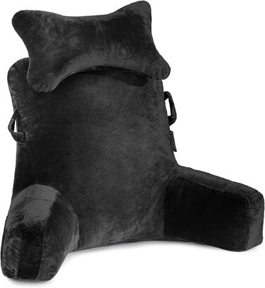 Крісло-мішок для читання, велике (78,7 см), з підголовником та підлокітниками, сіре для читання, перегляду телевізора, дорослих