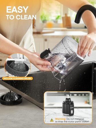 Електрична прес для цитрусових FOHERE, автоматична соковичавниця для апельсинів, грейпфрутів, лимонів, з потужним мотором 100W, без BPA, 2 конуси для різних фруктів, чорний