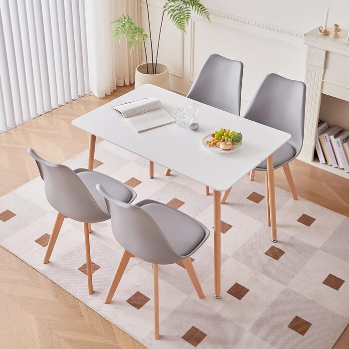 Стіл обідній GrandCA HOME прямокутний, 110x70x75 см, білий. Масивне дерево, MDF, для кухні/вітальні