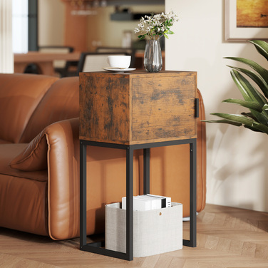 Консольний столик з полицею, індустріальний стиль, для вітальні або передпокою, 40x30x76 см, коричневий у стилі рустик