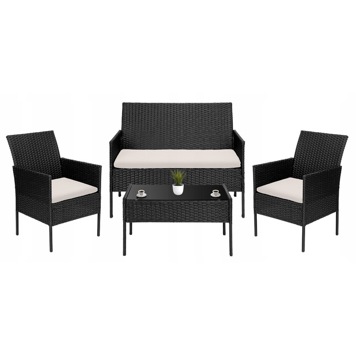 Комплект садових меблів з техноротанга eHokery Magnolia, чорний, 4 предмети