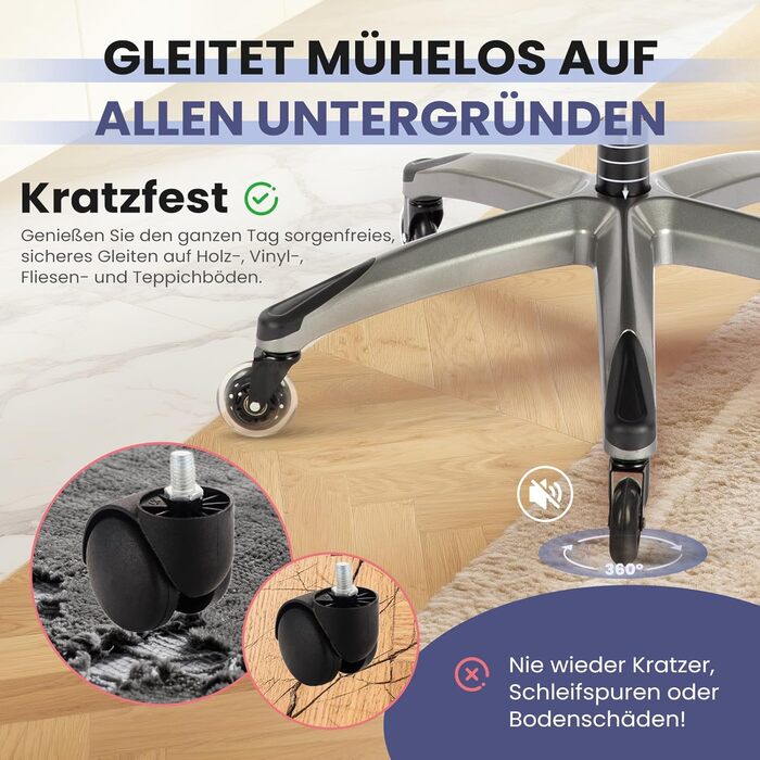 Крісло шеф COLAMY з дихаючої шкіри – ергономічне офісне крісло з пружинним блоком, відкидними підлокітниками та тихими роликами для дому та офісу, чорне