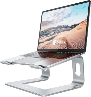Підставка для ноутбука NULAXY, регульована, алюміній, сумісна з Dell, HP, Samsung, Lenovo (10-16 дюймів), чорний (срібло)