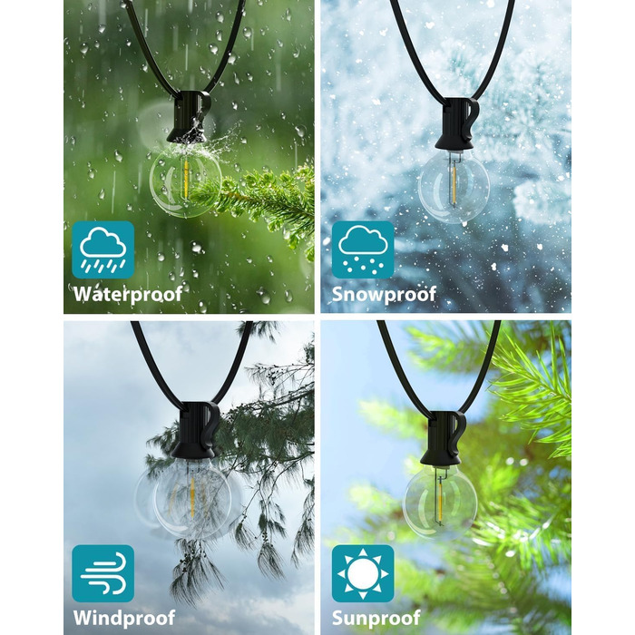 Світлодіодна гірлянда для вулиці 23м (30+3 лампочки) - регульоване світло, тепле біле освітлення, для тераси, саду, вечірки. Без пульта.