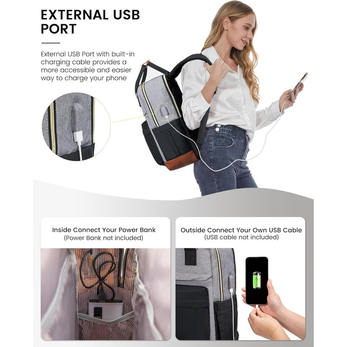 Жіночий рюкзак LOVEVOOK: водонепроникний, для ноутбука 15.6