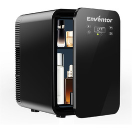 Mini холодильник Enventor 10L: компактний, тихий, з функцією охолодження та нагріву (12V/220V) для авто, спальні, офісу, косметики (чорний)