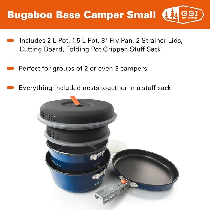 Набір посуду GSI Outdoors Bugaboo Base Camper для кемпінгу та подорожей (з 1985)