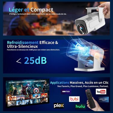 Портативний проєктор Mini Beamer 4K Full HD 1080P з Wi-Fi 6 та Bluetooth 5.2. Підтримка HDMI, TV Stick, Memory Stick, Laptop. Автоматична корекція трапецеїдальних спотворень, 270° обертання, білий. Модель 2026