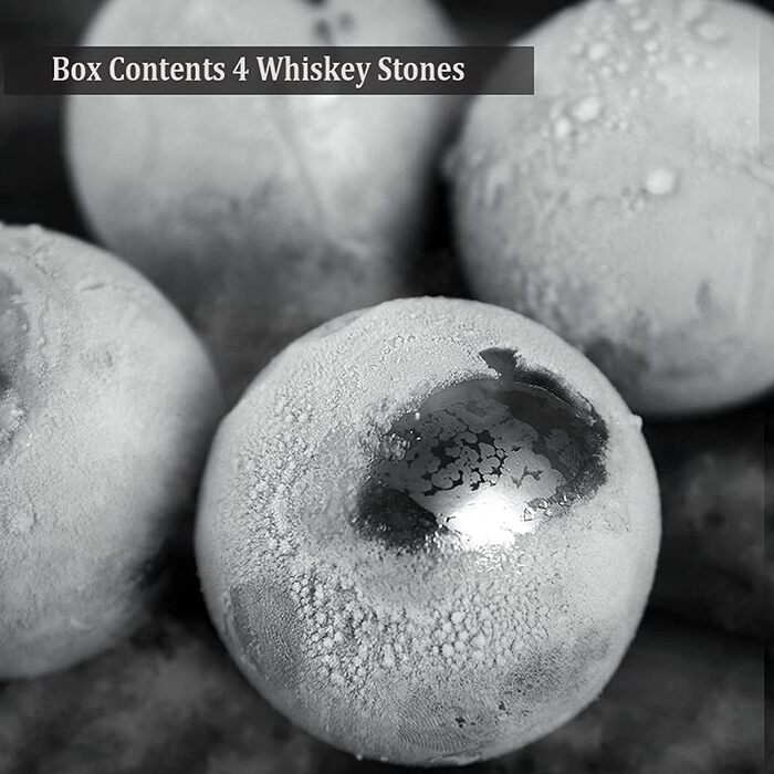 Набір кубиків льоду з нержавіючої сталі Whiskey Stones - Подарунковий набір 4 охолоджуючих каменів Whiskey Rocks