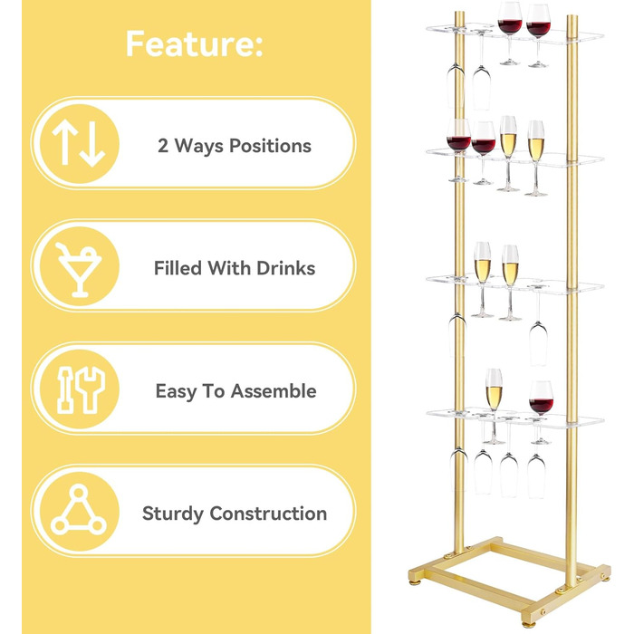 Підставка для шампанського Julymoda на 4 яруси: 32 келихи, прозорий акрил, для вечірок та свят