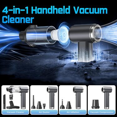 Акумуляторний ручний пилосос 4в1 Vac104, бездротовий автомобільний міні-пилосос 25000Па, безщітковий мотор 150000 об/хв, 6000mAh, для авто, дому та офісу