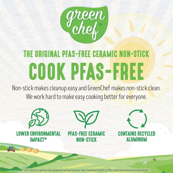 GreenChef Diamond Grillpfanne з антипригарним покриттям Ceramic, 28 см, без PFAS, для індукційних плит, термостійка до 160°C, можна мити в посудомийній машині, чорний колір