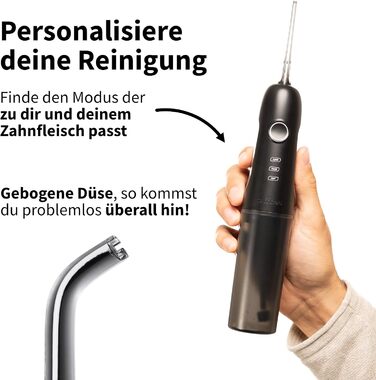 Munddusche AQUADENT A2 | Бездротова | Для дому та в дорогу | Water Flosser | Ефективне очищення міжзубного простору | 3 програми | Чорний