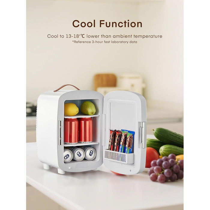 Міні холодильник FOHERE 10 л (12 банок), білий: для косметики, напоїв, авто, офісу