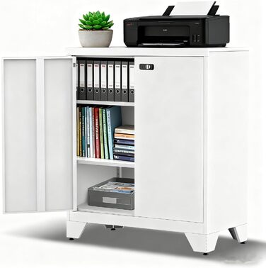 Металевий шафа-сейф для документів, 90x80x40 см, білий. Шафа для офісу, гаража, під інструменти, з комбінаційним замком, регульовані полиці