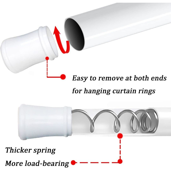 Карниз для штор без свердління Регульована телескопічна штанга Карниз для штор Пружний затискний стрижень для висування поворотом Регульований, для ваших штор, перегородки та балкона 2 шт. и 50-80 см білий білий 50-80 см (2 шт. и)