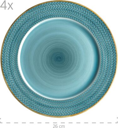 Серія Prospero Гастрономічна якість Преміальний обідній сервіз на 4 особи Сучасний набір тарілок із 8 предметів Унікальний обідній набір у вінтажному стилі Blue Durable Porcelain Turquoise