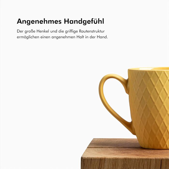 Набір кавових чашок KIVY 6 шт. по 400 мл - великі кавові чашки, чайні чашки, керамічні чашки, сучасний глечик для кави