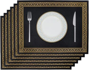 Набори підставки під гаряче Fanquare, 6 шт., зелені, прямокутні, з екошкіри, з золотим кантом. Стійкі до нагрівання, миючіся, неслизькі підставки для столу, 45*30 см. Ідеально для декору весільного столу.