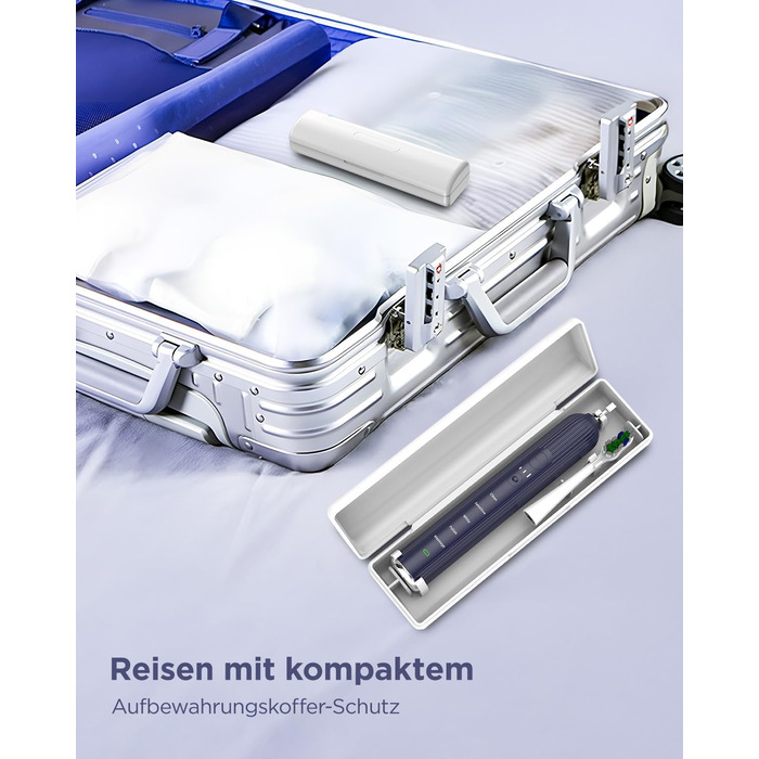 Електрична зубна щітка Sonic для дорослих та дітей, 5 режимів чищення, 8 насадок, блакитна