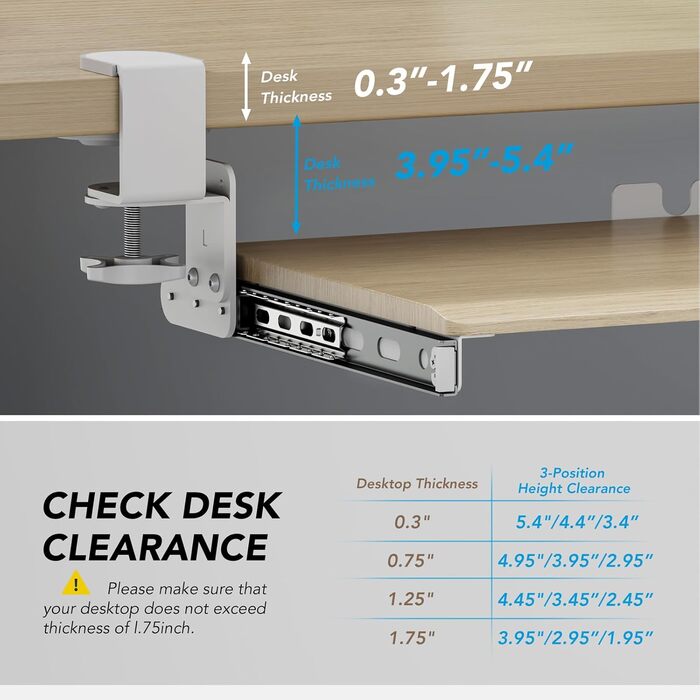 Висувна підставка для клавіатури під стіл з К-кріпленням, великого формату, стійка, ковзна, платформа для клавіатури 838 мм x 280 мм, висувна платформа, комп'ютерна шухляда для набору тексту (дуб)