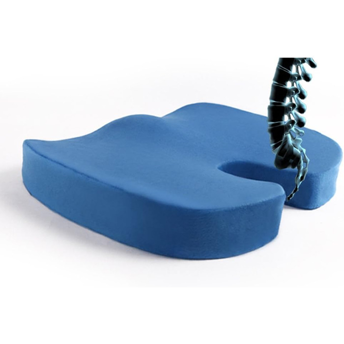 Ортопедична подушка для сидіння HomDSim з Memory Foam для офісного крісла, авто, дому - блакитна