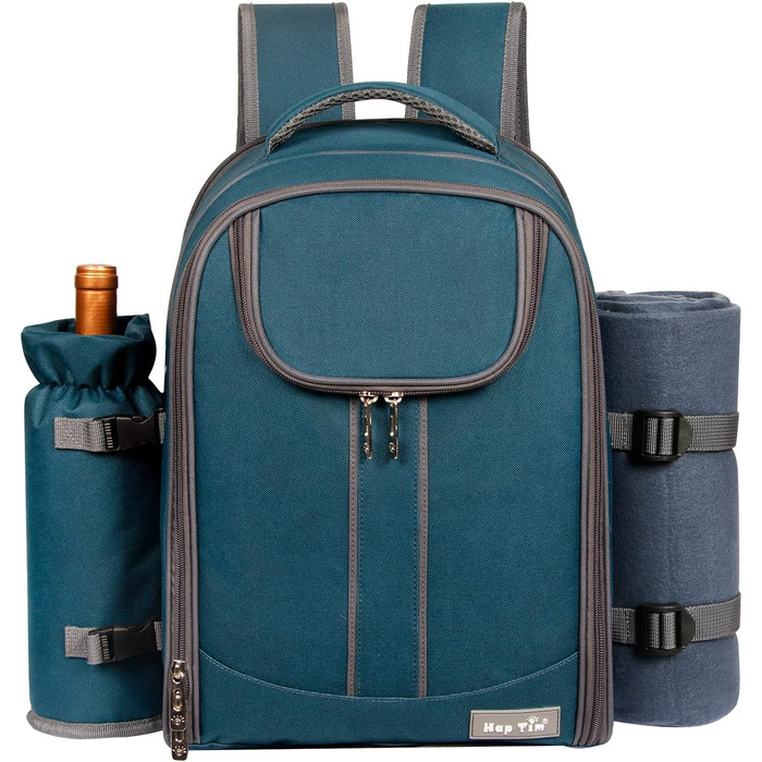 Набір для пікніка Hap Tim на 4 особи з термосумкою, деком, набором столових приборів та тримачем для вина (блакитний)