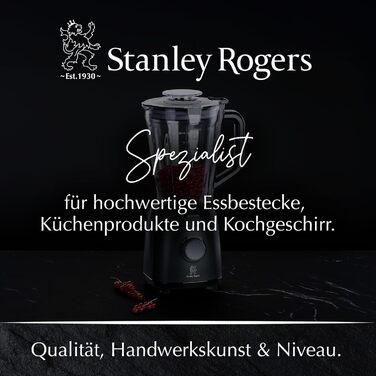 Стаціонарний блендер Stanley Rogers 500W з скляним глечиком 1л, 4-лопатева система + насадка для змішування, 2 швидкості