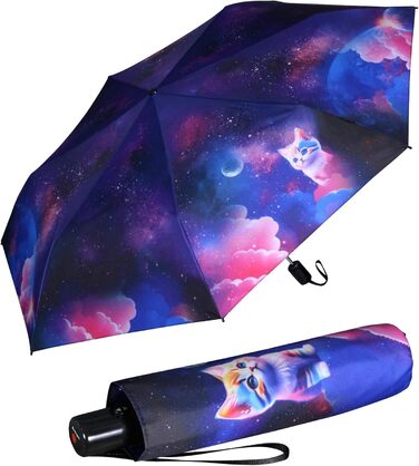 Складна парасолька Knirps Slim Duomatic Cosmic Kitty (Відкрити-Закрити-Авто)