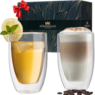 Набір окулярів Heidenfeld Knigsglas Latte Macchiato (4x) - Боросилікатні термоокуляри з подвійними стінками 300 мл