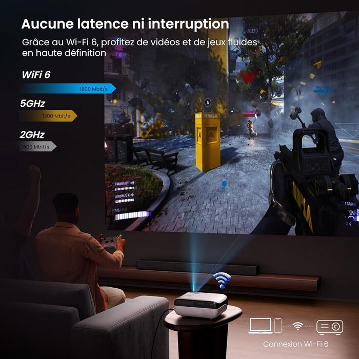 Портативний проєктор HAPPRUN Mini Beamer 4K з Bluetooth та Google TV: 4K, Full HD, HDMI, USB, AV, для кінотеатру вдома