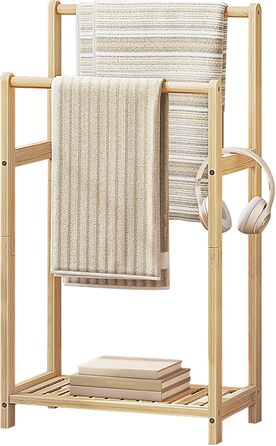 HOOBRO Лежак для рушників бамбуковий, підставка для рушників, вішалка для одягу, 42 x 24 x 77,5 см, для спальні та вітальні