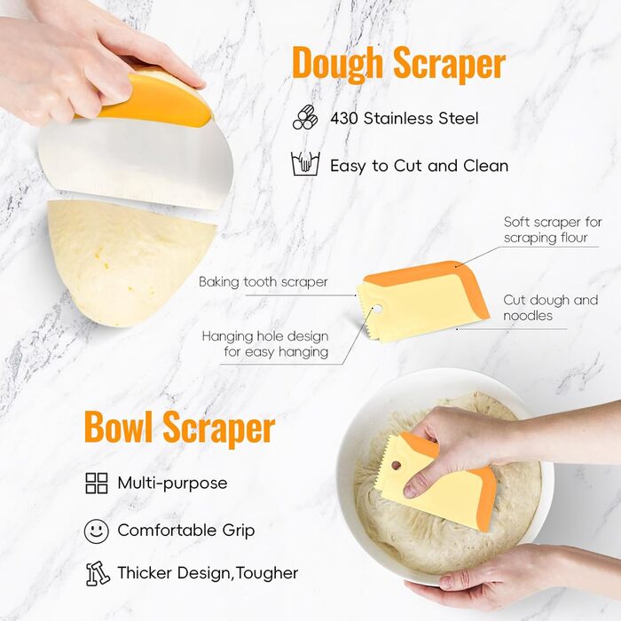 Набір для закваски та випікання хліба: корзини для бродіння (круглі 23 см, овальні 25 см) та аксесуари для випікання